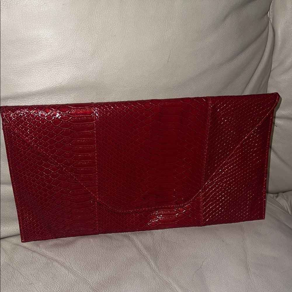 Textured Red Envelope Clutch - Women's Evening Wristlet